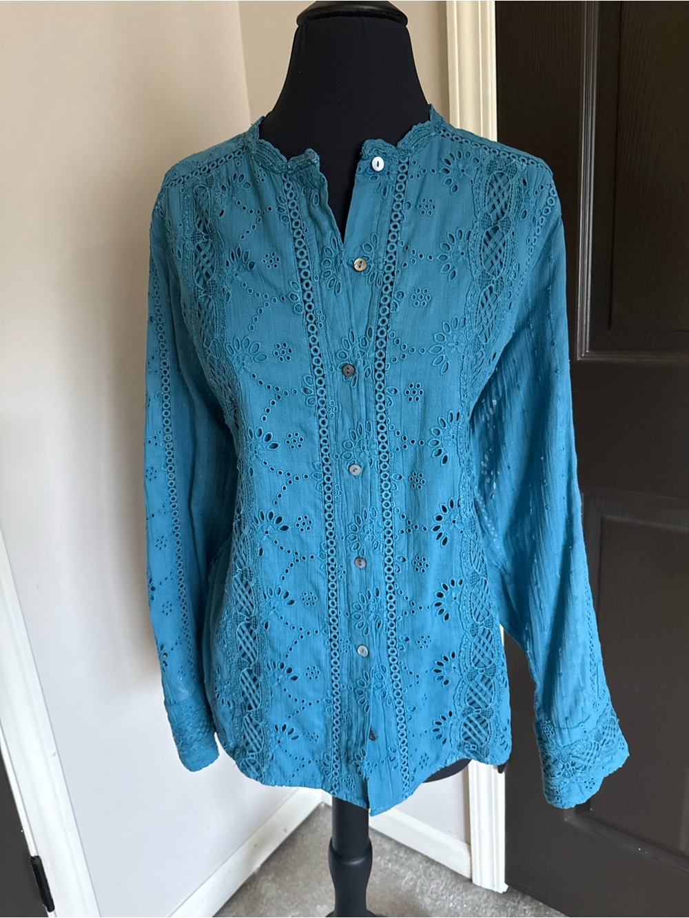 Sundance Teal Eyelet Button-Down Shirt